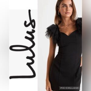 Lulus LBD Body Con Dress with Tulle Sleeves